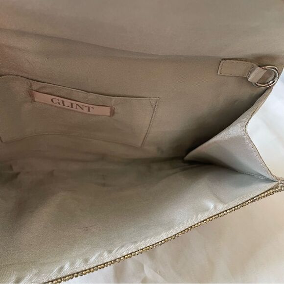 Glint beaded jeweled silver platinum evening bag clutch - Picture 12 of 16